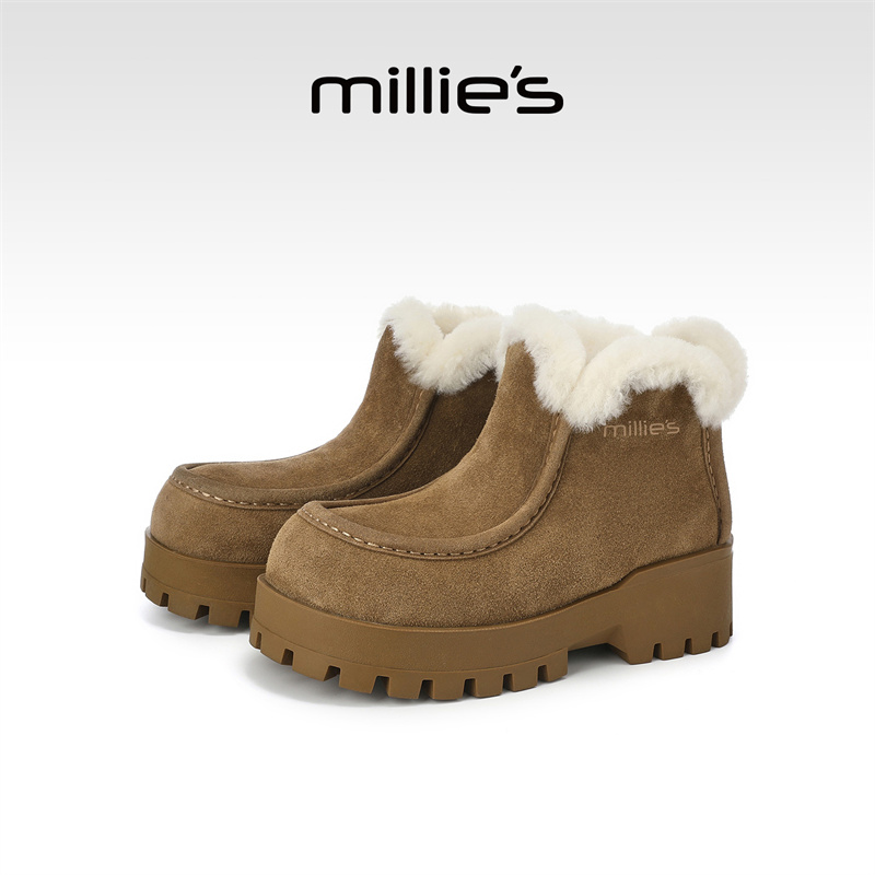 millies妙丽勃肯羊毛短靴