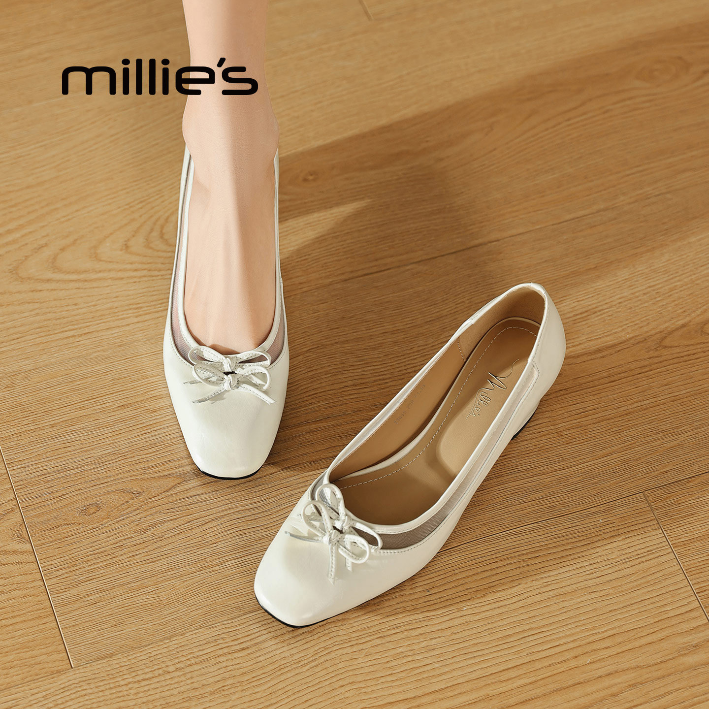 MILLIE'S/妙丽真皮浅口单鞋女鞋粗跟方头优雅玛丽珍鞋高跟鞋通勤,女鞋,玛丽珍鞋,淘宝优惠券,粉丝福利购,淘宝优惠卷