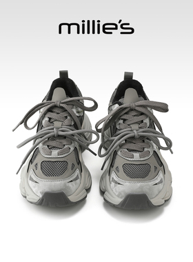 millies妙丽女鞋厚底老爹鞋子冬季新款加绒棉鞋休闲鞋春季显脚小