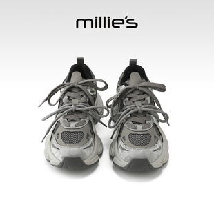 新款 子冬季 加绒棉鞋 休闲鞋 显脚小 millies妙丽女鞋 春季 厚底老爹鞋