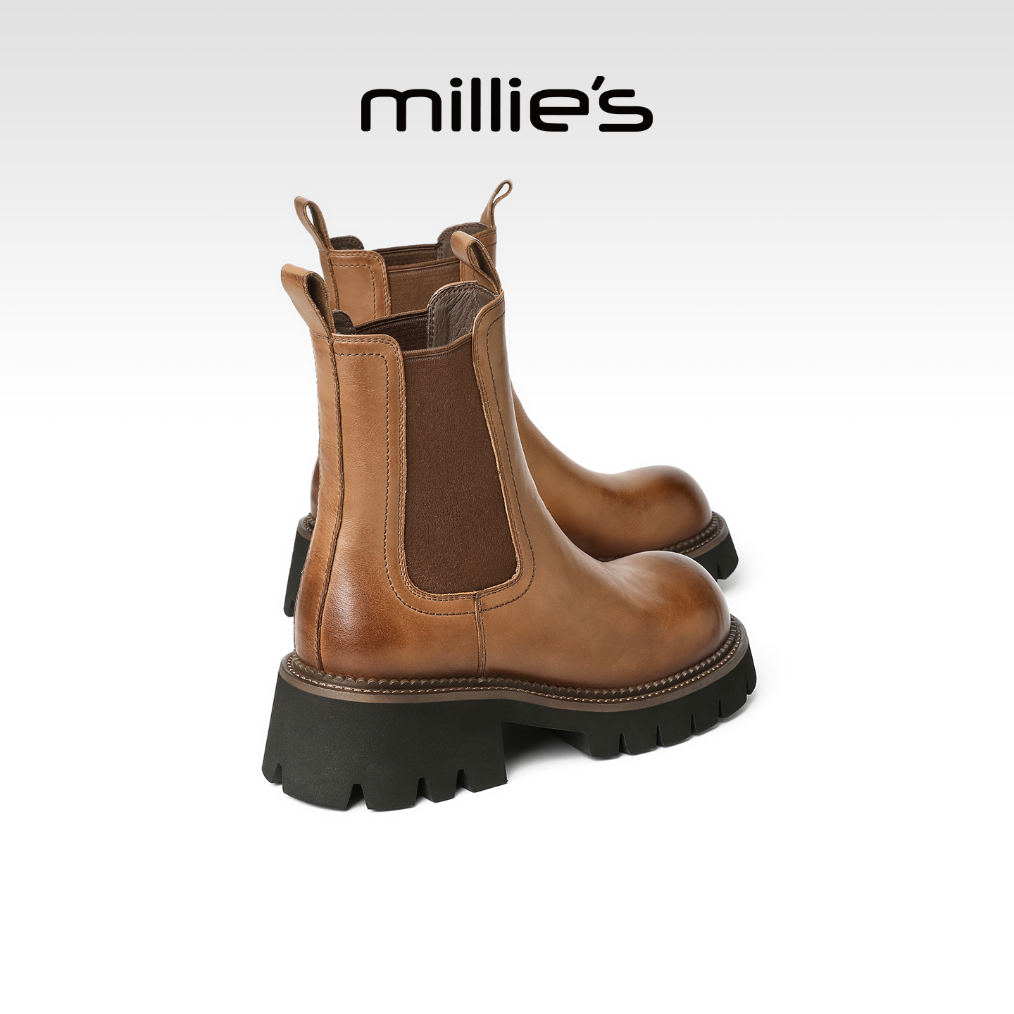 millies妙丽复古英伦风加绒短靴