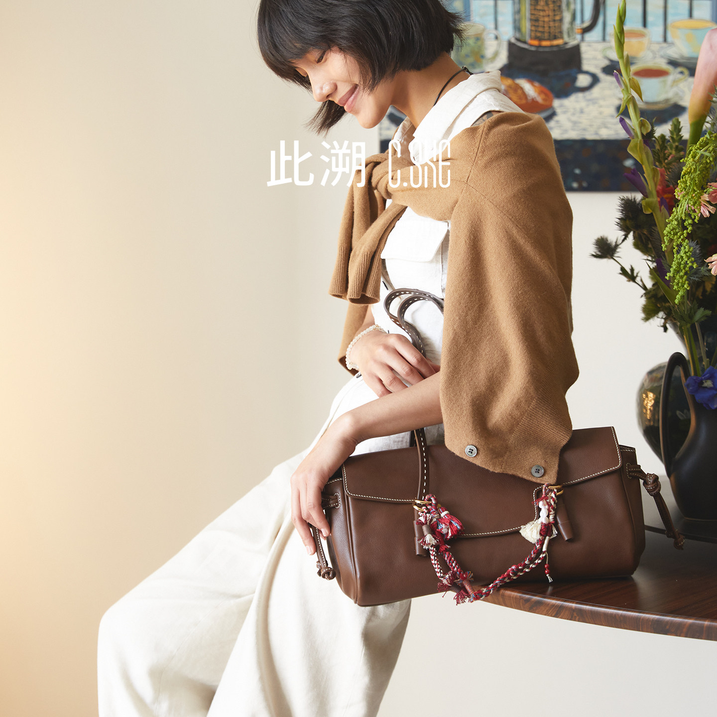 此溯头层植鞣牛皮法棍包女复古设计真皮女包手提单肩腋下枕头包软