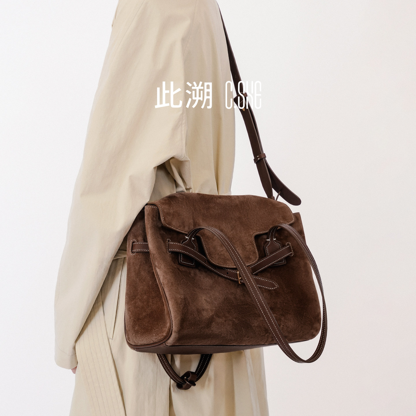 此溯羊皮绒大容量托特包女通勤真皮女包手提斜跨单肩腋下公文包软