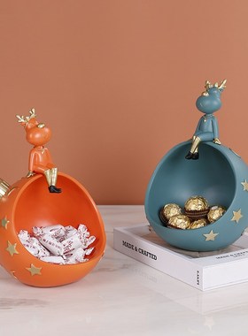 萌鹿钥匙收纳摆件女生房间桌面柜子首饰盒乔迁礼物小众卧室装饰品