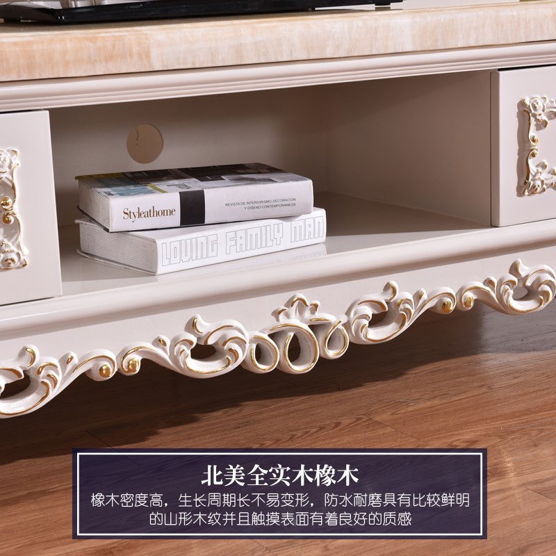 欧式实木电视柜美式豪华客厅烤漆大理石茶几电视机柜储物矮柜地柜