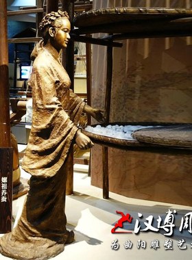 玻璃钢仿铜古代人物雕塑景观铸铜黄道婆人物纺织文化鼻祖人物定制