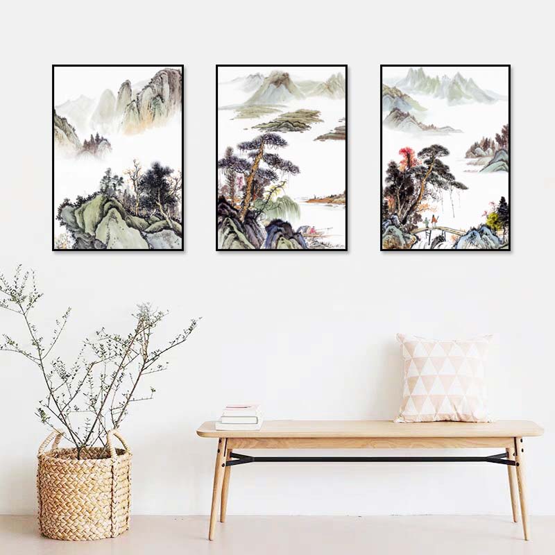 楼梯间装饰画走廊过道转角挂画新中式山水风景壁画客厅卧室饭厅画图片