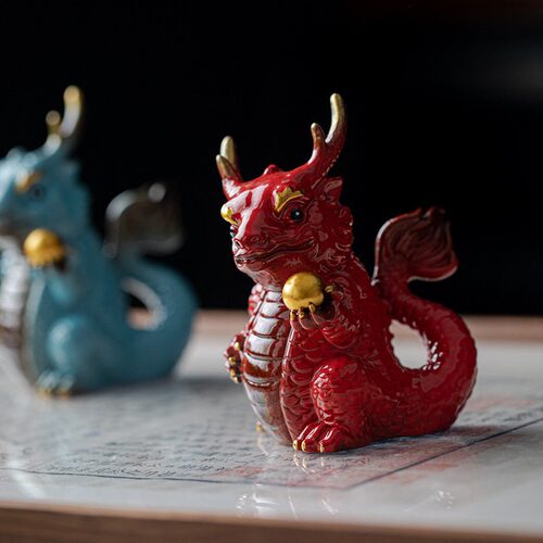 直销龙陶瓷摆件生肖吉祥物卡通小神龙年礼物桌茶宠送小朋友礼物伴