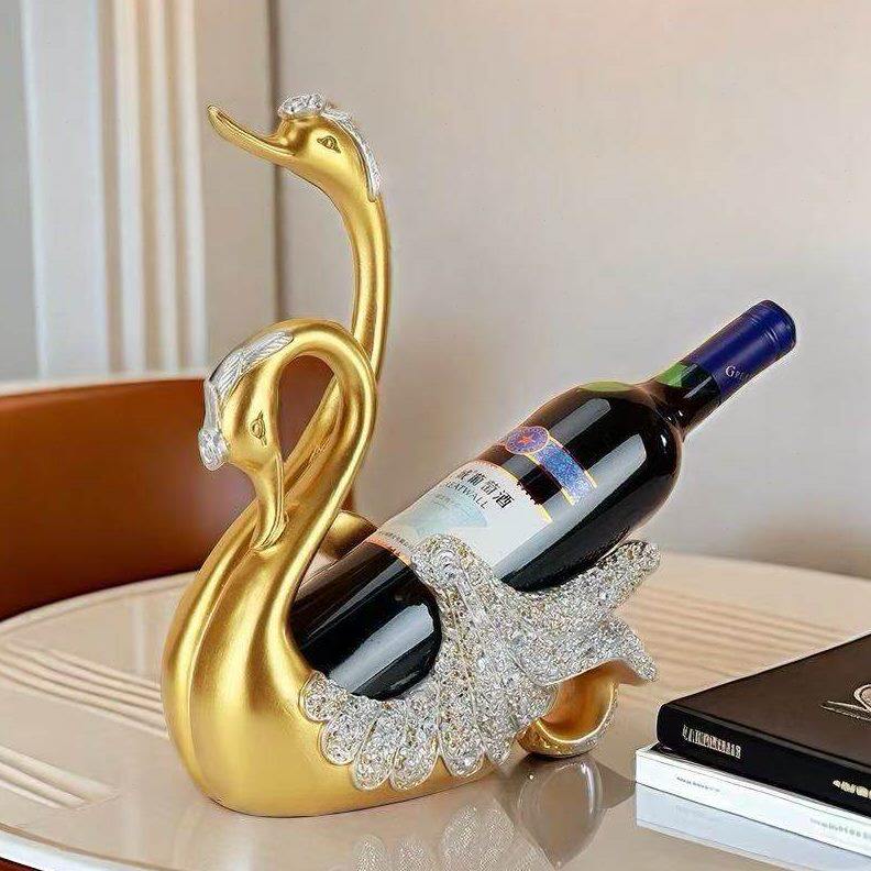 轻奢天鹅酒架简约创意工艺品摆件家用餐厅酒柜香槟葡萄酒展示架