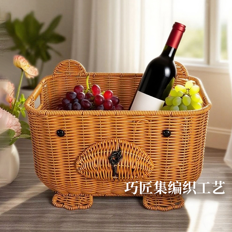 手工编织小熊收纳筐水果盆