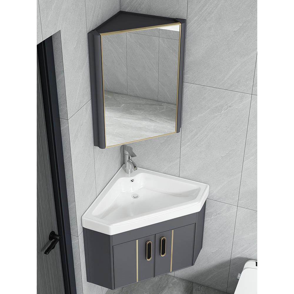 三角形浴室柜组合挂墙式洗手盆陶瓷小户型迷你洗脸盆转角阳台小号,家装主材,挂墙式洗脸盆,淘宝优惠券,粉丝福利购,淘宝优惠卷