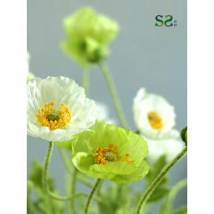 冰岛虞美人高彷真花罂粟花绢花假花家居装饰花束客厅摆件彷真花卉