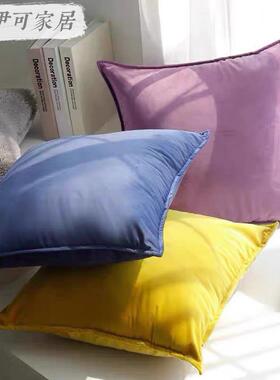 斯堪的纳维亚沙发枕头压边垫客厅大枕套床边天鹅绒橙色橙黄色无障