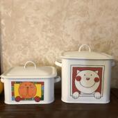 搪瓷储物罐方卡通猫粮罐欧洲覆古摆件干果蛋糕面包收藏盒食品收纳