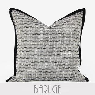 靠枕 样板间酒店中式 新中式 棉麻方枕样板房灰色高级沙发抱枕靠垫