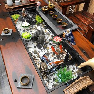 老船木流水茶桌茶台新中式茶几实木功夫茶道茶艺泡茶桌椅组合喝茶