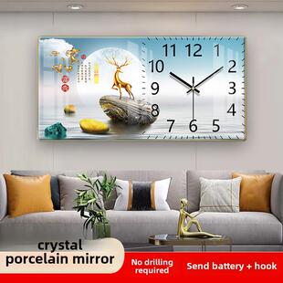 挂钟客厅2025新款长方形装饰画钟表装饰家用石英钟挂墙挂件