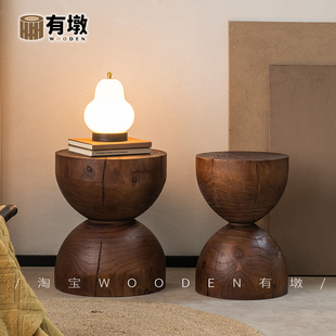 实木墩子边几原木茶几复古创意树桩摆件底座装饰民宿矮凳换鞋凳子