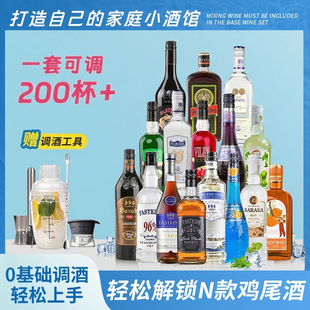 调酒基酒套装 洋酒组合伏朗姆酒特加蓝橙力娇酒金酒鸡尾酒威士忌