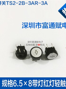 宏聚 规格6.5×8带灯红灯 轻触开关 复位 按键开关 TS2-2B-3AR-3A