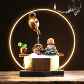 创意悬壶流水加湿器灯圈招财客厅店铺桌面办公室摆件乔迁开业礼品