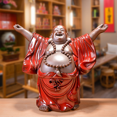 陈建评皆大欢喜弥勒佛摆件客厅招财家居装饰品笑佛大肚佛开业礼品