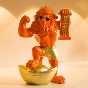 肌肉创意招财摇滚乐队吉他手音乐狮子座模型电视柜健身房拳击摆件