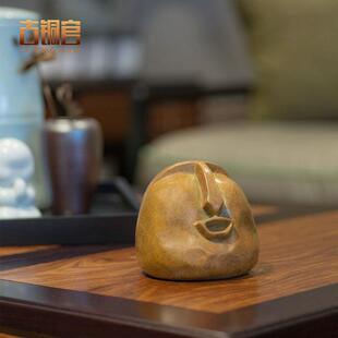 古铜官 铜人像摆件铜四面头喜怒哀乐客厅家居电视柜红酒架装饰品