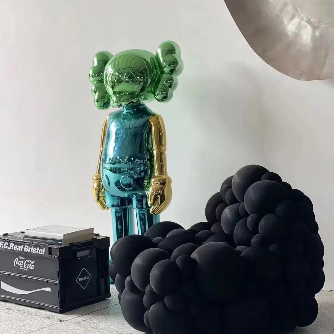 艺术现代轻奢客厅装饰品卡通公仔雕塑站立落地摆件暴力熊电镀店铺