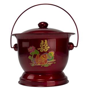 搪瓷花兰桶痰盂喜庆婚庆全红鸳鸯尿桶盆带盖子防臭家用起夜成老人