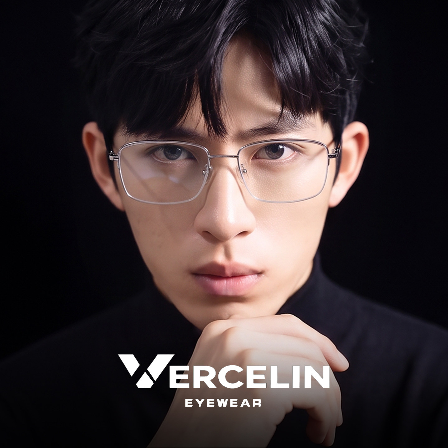 纯钛银色半框眼镜框男士专业配镜