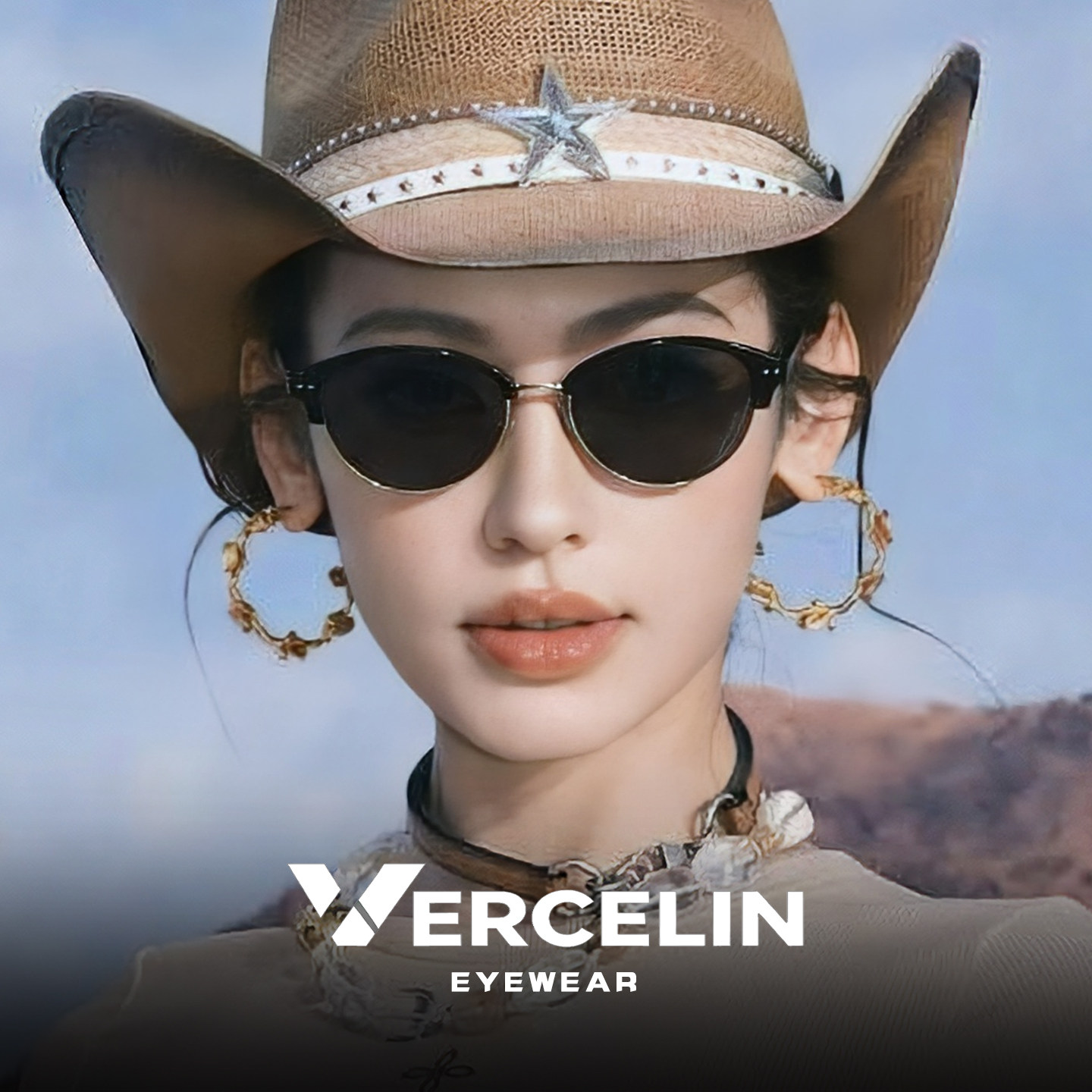 欧美复古半框偏光墨镜女高级感小框太阳眼镜适合小脸近视可配度数