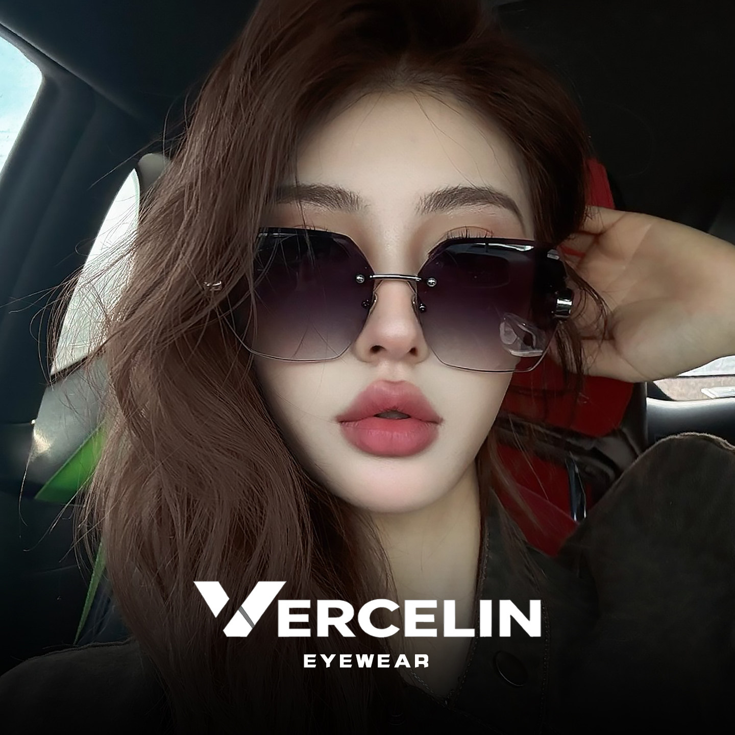 复古港风无边框墨镜女款高级感古早2026新款无框太阳眼镜大脸显瘦