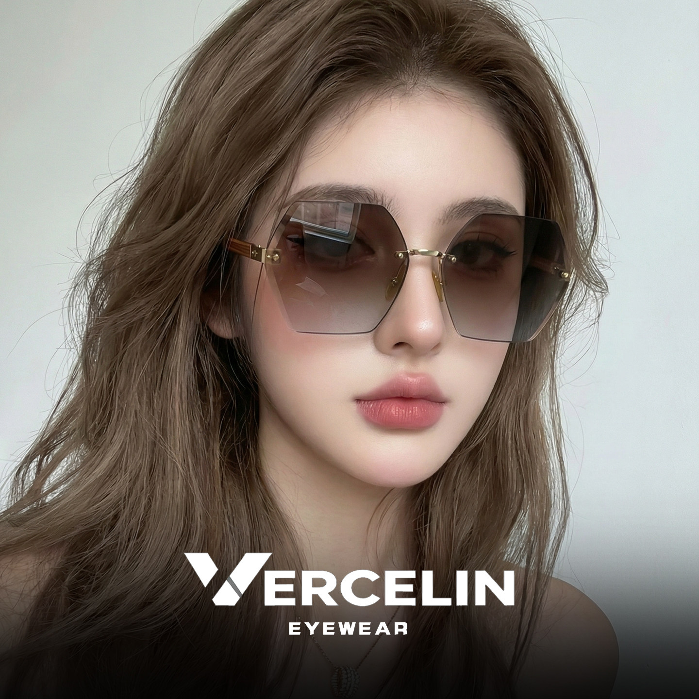 港风大框偏光墨镜女2026新款方圆脸高级感无边框太阳眼镜大脸显瘦