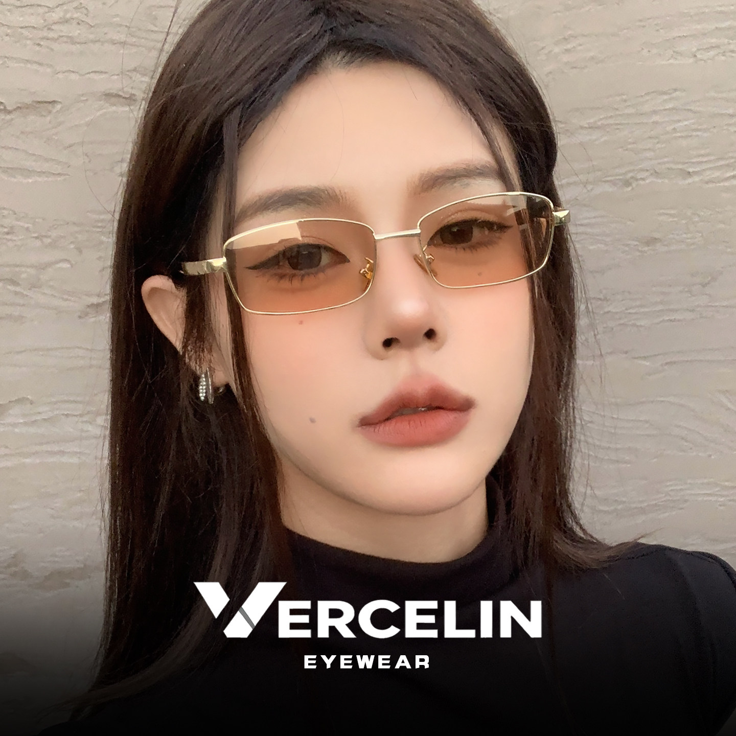 复古港风窄方框茶色墨镜女高级感美式小脸专用太阳眼镜近视带度数