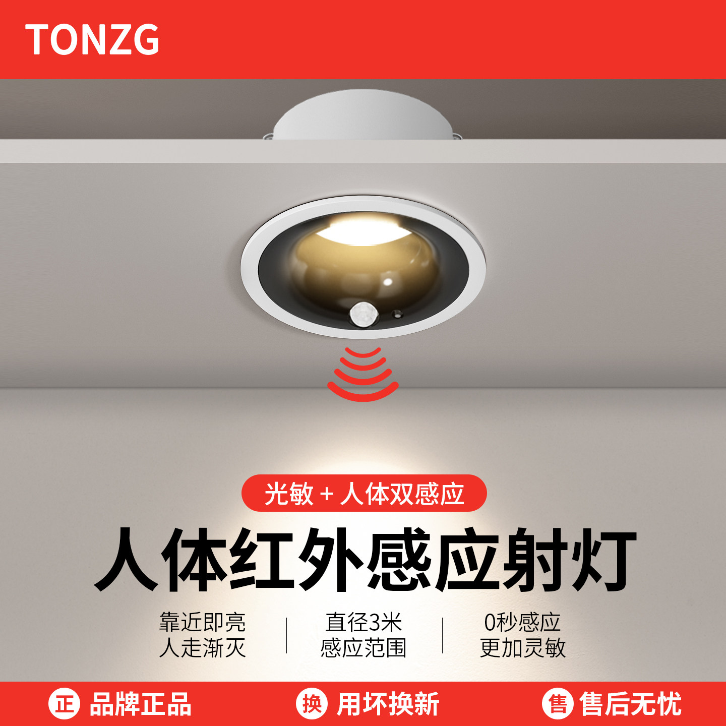 嵌入式感应射灯人体感应过道走廊图片