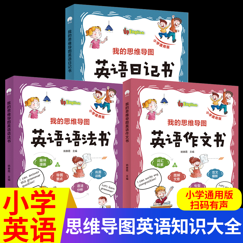 我的思维导图英语日记作文语法书三四五六年级小学英文书入门与提高知识大全教具小学生同步阅读训练模板词汇积累巩固练习彩色图解