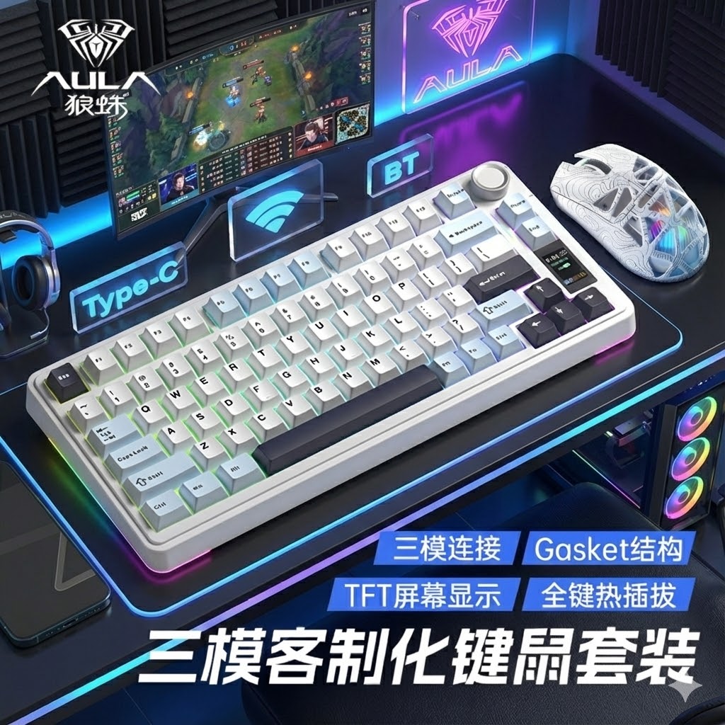 狼蛛S75Pro无线蓝牙三模机械键盘