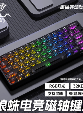 狼蛛win60雾透系列高性能透明磁轴键盘电竞游戏专用有线RGB炫彩