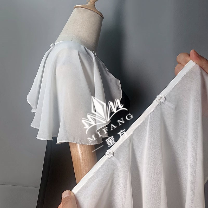 喇叭袖2024新款夏季黑色雪纺短袖配吊带可拆卸假袖子婚纱礼服配饰