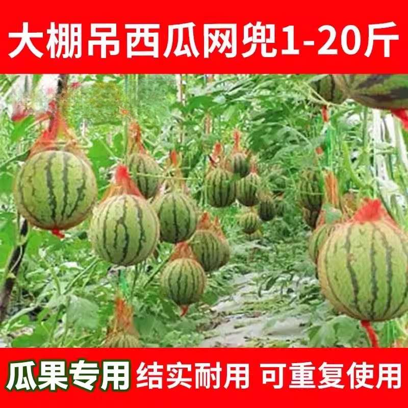 大棚吊西瓜网兜厚吊瓜挂瓜网袋子哈密瓜加厚红色带绳塑料网袋