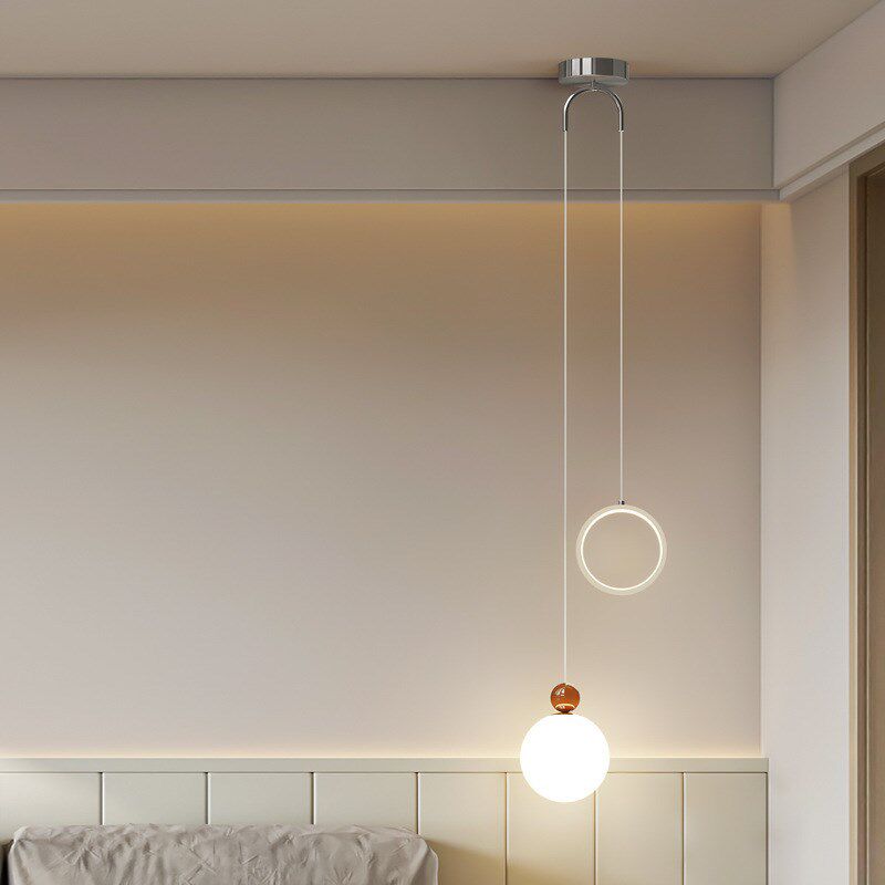 新款奶油风床头吊灯卧室现代简约单头小吊线灯中山灯具