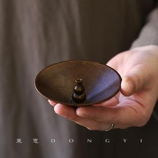 铜小香炉迷你家用室内熏香线香插香座盘香托盘香支撑架 东意文房