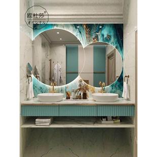 定制浴室柜洗手池台盆小型洗漱台卫生间岩板盆一体面盆陶瓷轻奢风