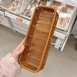 厨房筷子收纳篮仿藤编桌面收纳盒厨房沥水整理盒家用刀叉勺收纳篮