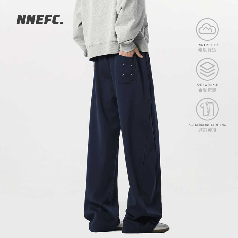 NNEFC美式重磅弯刀拼接卫裤男女秋冬加绒加厚宽松直筒休闲长裤子,男装,卫裤,淘宝优惠券,粉丝福利购,淘宝优惠卷