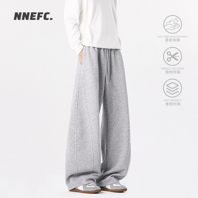 NNEFC美式运动裤男2025新款秋高街卫裤松弛感宽松阔腿弯刀休闲裤