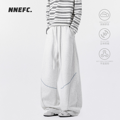 NNEFC美式高街哈苏线弯刀卫裤男秋季松弛感重磅休闲宽松阔腿裤子