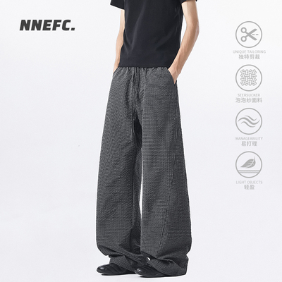 NNEFC老钱风泡泡纱格纹休闲裤