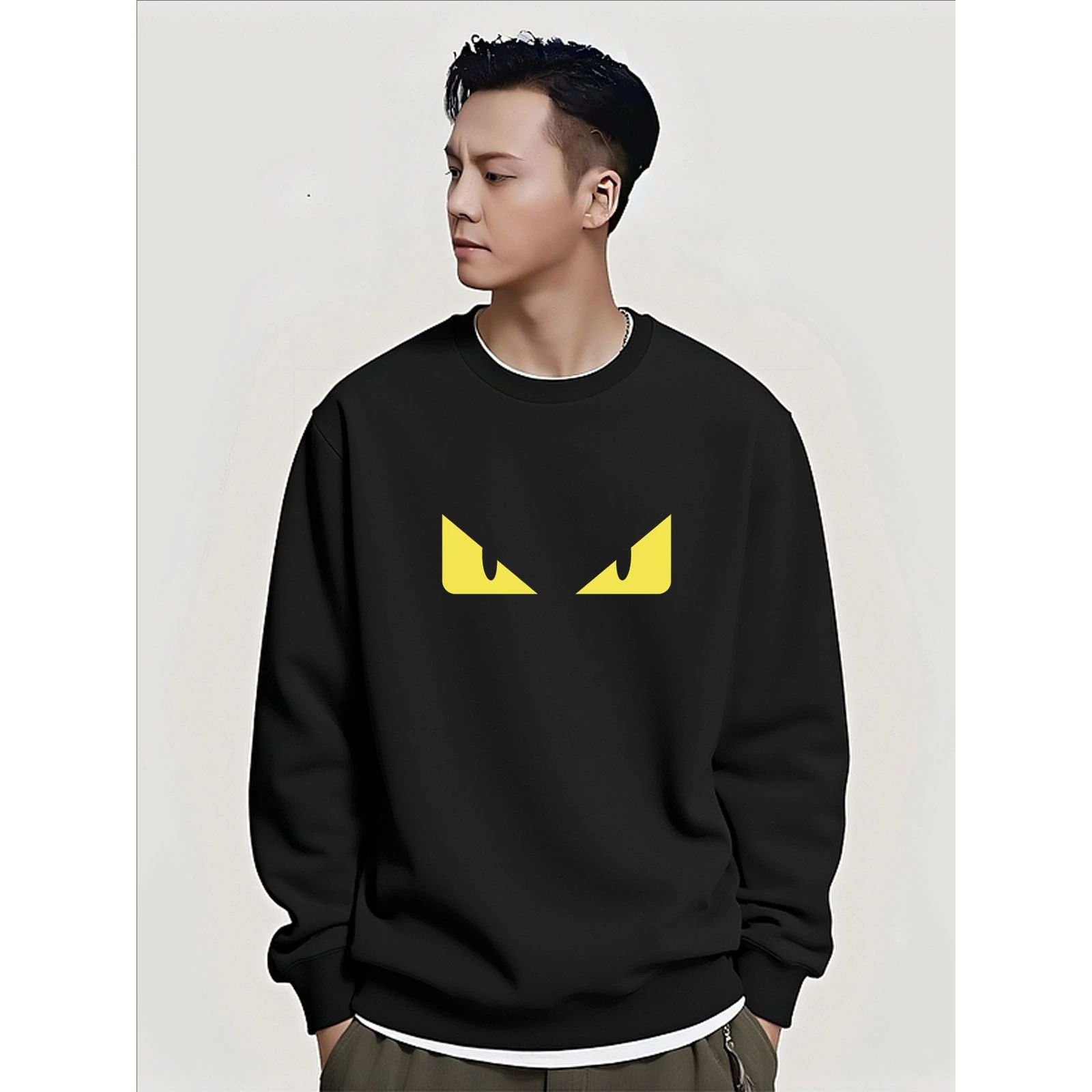 IT香港潮牌陈伟霆同款小怪兽恶魔眼卫衣圆领潮流宽松加绒加厚外套